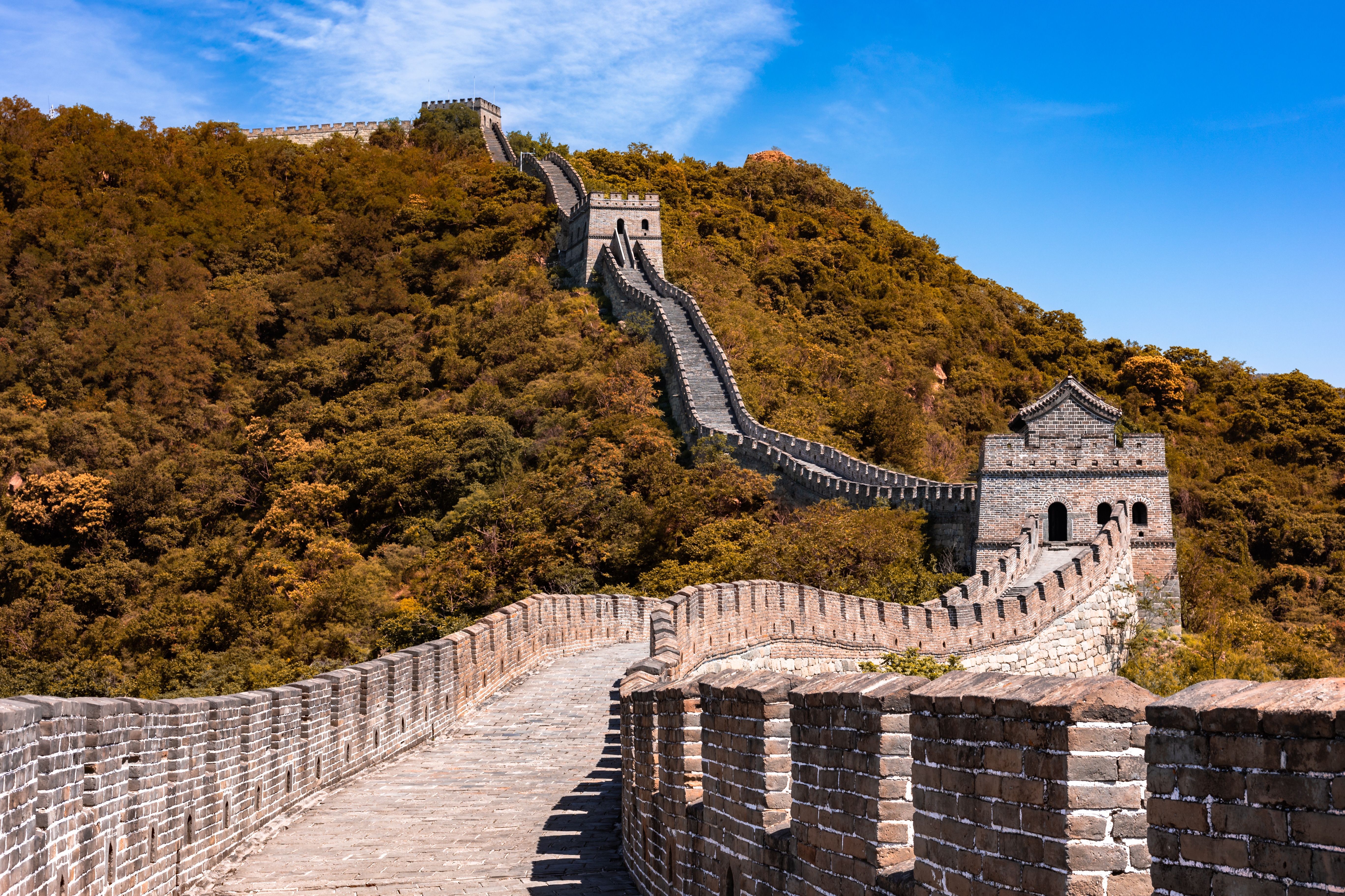 Mutianyu Great Wall winding along mountain ridges